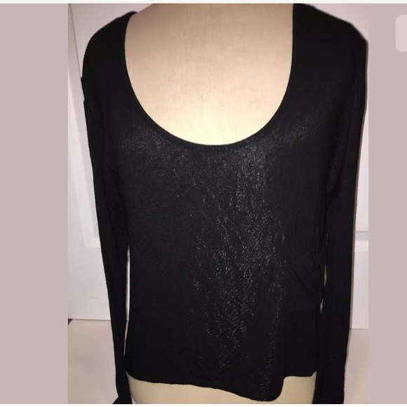 Isshu black long sleeve top size M scoop neck New - Picture 1 of 7